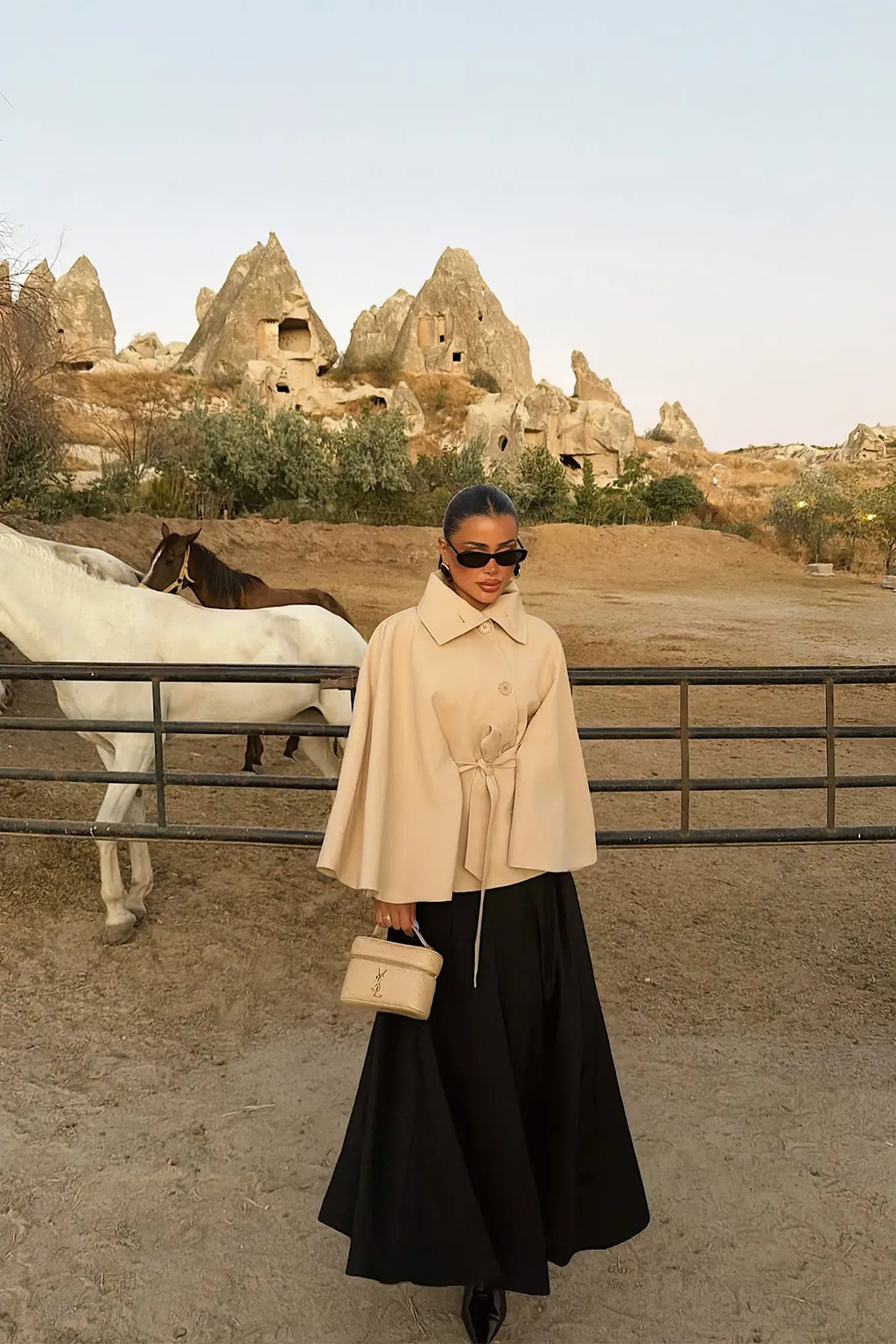 Calviera Water-Resistant Cape-Sleeve Jacket – Cream
