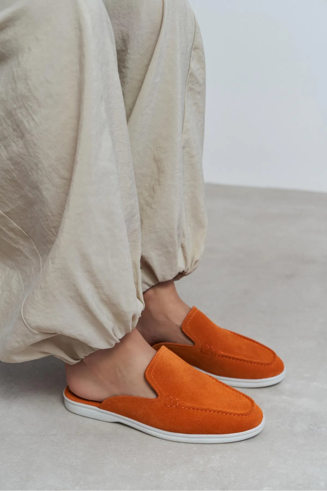Sorrento – Handcrafted Genuine Suede Leather Mule Loafers – Navy Suede