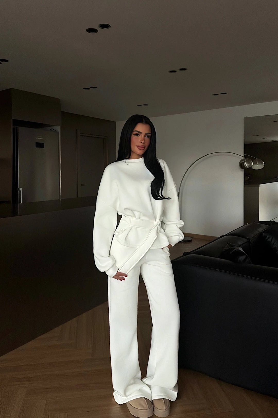 Veylora Sculpted Waist Wide-Leg Lounge Set