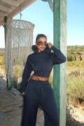 Arden Scarf-Hood Cropped Tracksuit – Smoke Grey