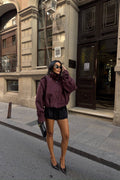 Blaise Boyfriend Suede Pleated Jacket – Burgundy