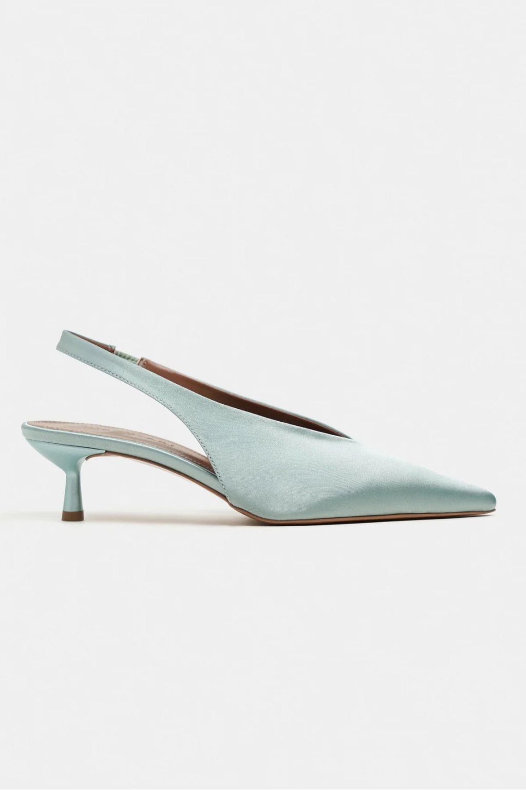 WILSON Satin Slingback Kitten Heel – Turquoise