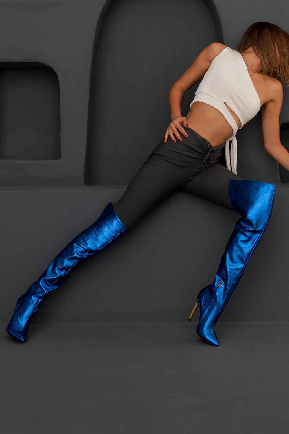 Zavielle Over-the-Knee Stiletto Boots – Metallic Silver