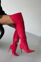 Zavielle Over-the-Knee Stiletto Boots – Metallic Silver