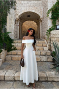 Siena Off-Shoulder Flare Dress – White