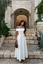 Siena Off-Shoulder Flare Dress – White