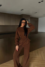 Veylora Sculpted Waist Wide-Leg Lounge Set