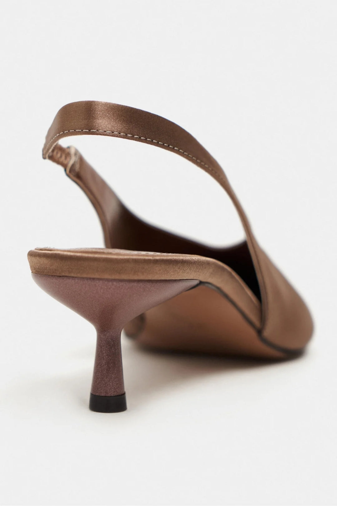 Wilson Pearl Satin Slingback Kitten Heels – Coffee
