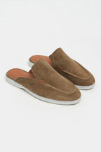Sorrento – Handcrafted Genuine Suede Leather Mule Loafers – Navy Suede