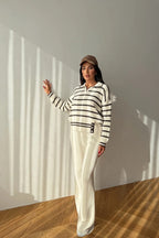 Blythe Striped Polo Knit Two-Piece Set