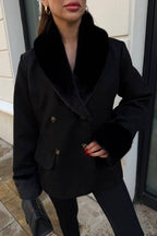 Brumal Faux Suede Fur-Trim Jacket – Bitter Brown