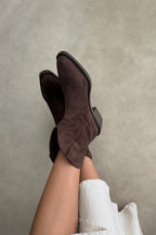 Clara Western Boots – Black Suede