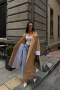 Sable Contrast Panel Trench Coat – Camel