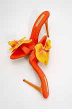 Melinda Floral Satin Stiletto Mule – Orchid Bloom Edition | Fuscia & Sunset Orange