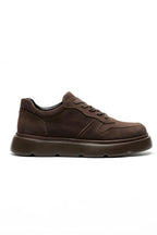Moreno Kahverengi %100 Hakiki Nubuk Deri 4 CM Eva Taban Sneaker
