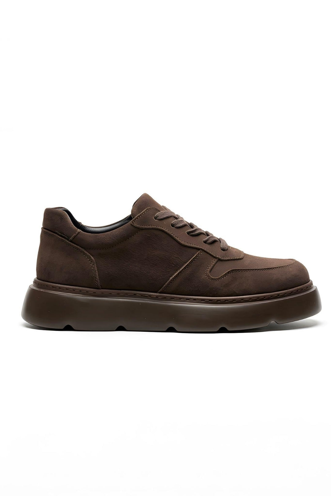 Moreno Kahverengi %100 Hakiki Nubuk Deri 4 CM Eva Taban Sneaker