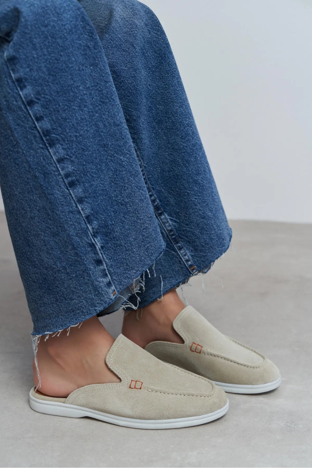 Sorrento – Handcrafted Genuine Suede Leather Mule Loafers – Navy Suede