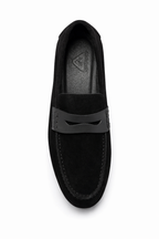 Black Genuine Suede Ultra Flexible Rubber Sole Loafer