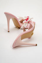 Melinda Floral Satin Stiletto Mule – Orchid Bloom Edition | Fuscia & Sunset Orange