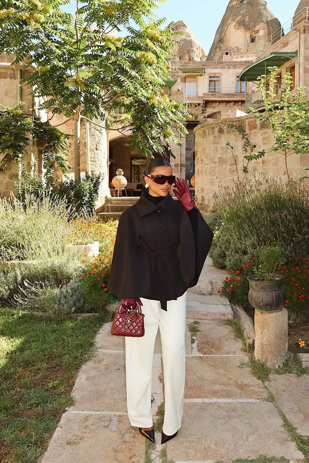Calviera Water-Resistant Cape-Sleeve Jacket – Cream
