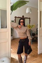 Bracken High-Neck Knit Sweater – Anthracite