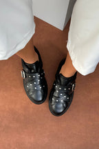 Zımba ve Toka Detaylı Kadın Platform Sneaker - Siyah