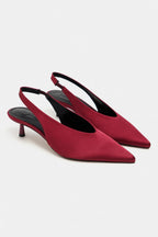WILSON Satin Slingback Heels – Salmon Satin