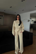 Veylora Sculpted Waist Wide-Leg Lounge Set