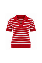 Rivett Striped Polo Knit Top – White