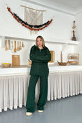 Briar Cable Knit Hooded Two-Piece Set – Khaki