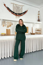 Briar Cable Knit Hooded Two-Piece Set – Light Brown
