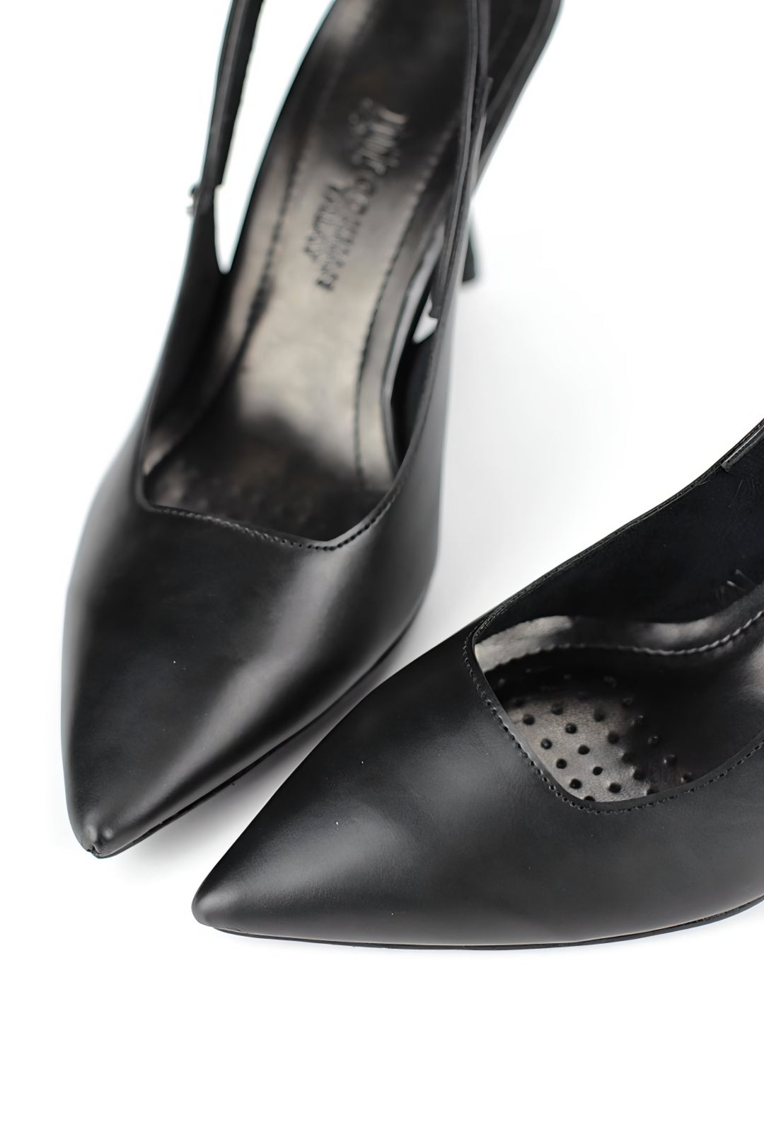 Lavender Esnek Yumuşak Kaymaz Taban (8 cm) Açık Lastikli Slingback Kadın Topuklu Ayakkabı – Siyah Cilt