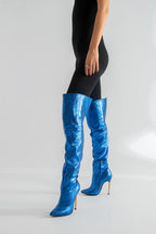 Zavielle Over-the-Knee Stiletto Boots – Metallic Silver