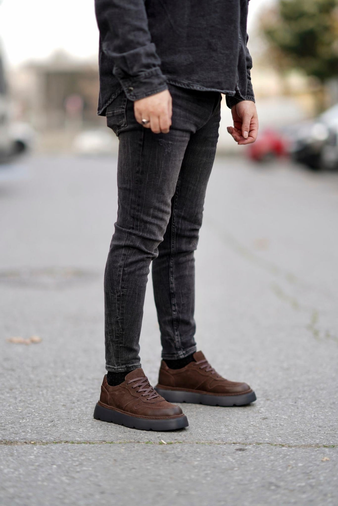 Moreno Kahverengi %100 Hakiki Nubuk Deri 4 CM Eva Taban Sneaker