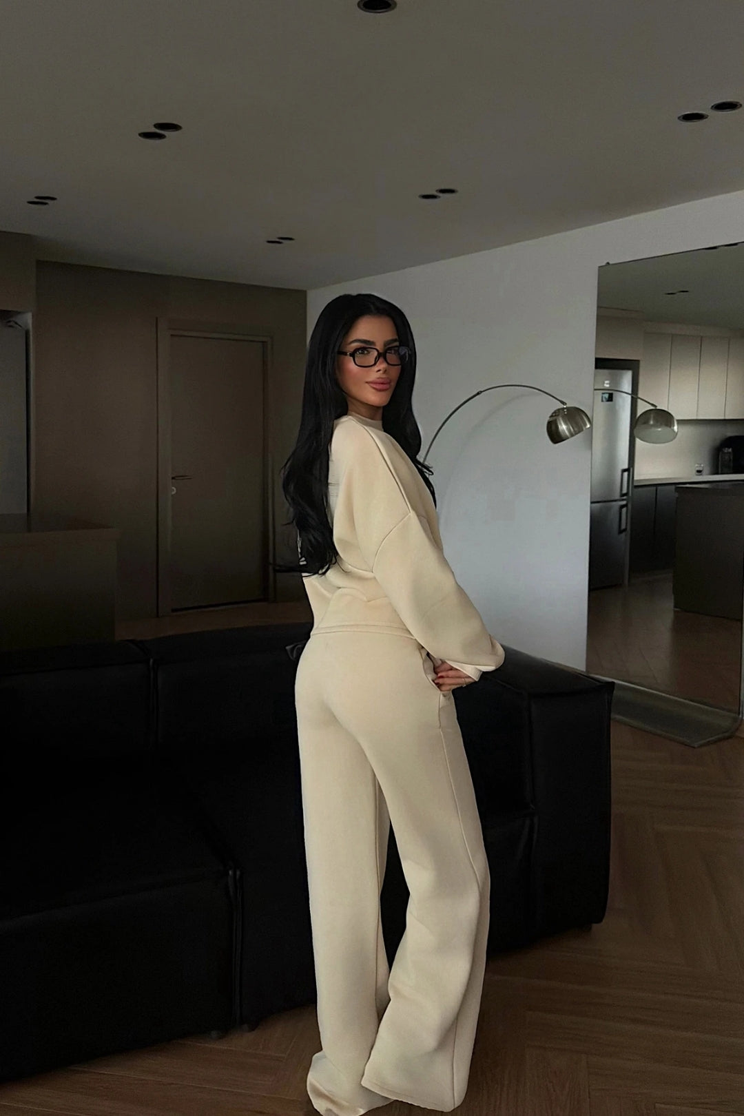 Veylora Sculpted Waist Wide-Leg Lounge Set