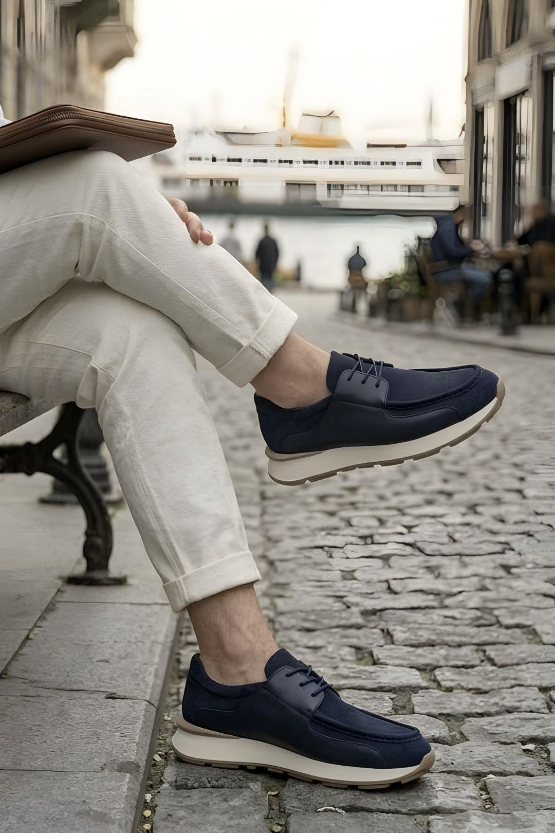 Lacivert %100 Hakiki Deri Ultra Hafif Eva Taban Sneaker