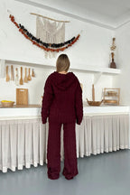 Briar Cable Knit Hooded Two-Piece Set – Light Brown
