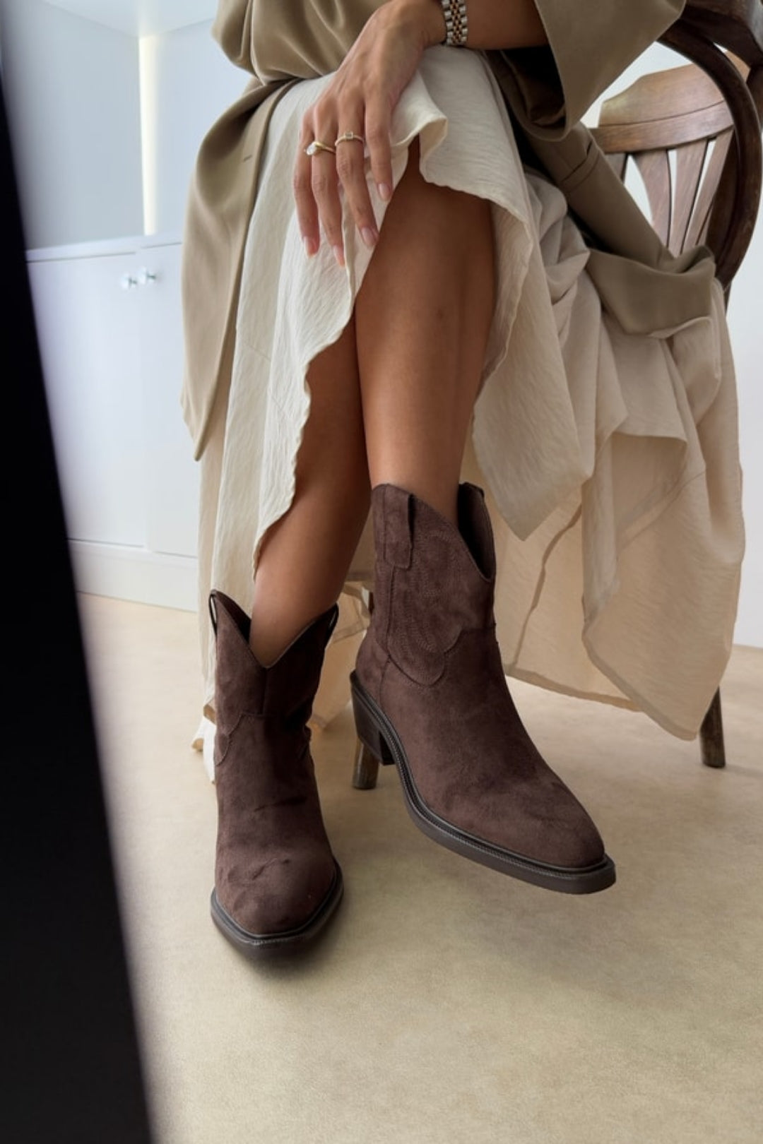 Clara Western Boots – Black Suede