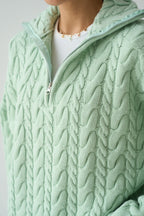 Merrick Chunky Cable-Knit Half-Zip Sweater – Orange