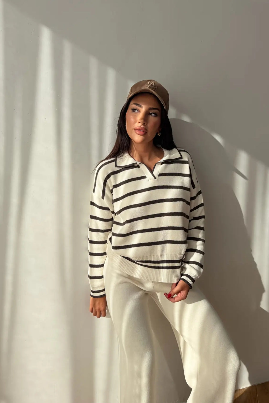 Blythe Striped Polo Knit Two-Piece Set