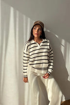 Blythe Striped Polo Knit Two-Piece Set