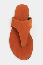 Ravello Handcrafted Genuine Leather Toe-Ring Sandals — Red Suede