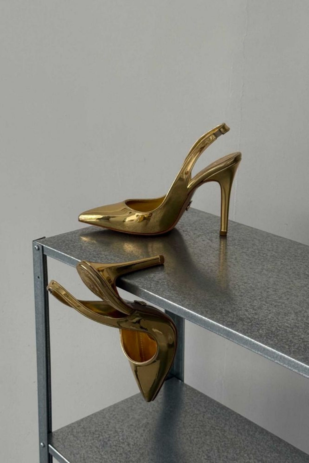 Pamela Gold Mirror Slingback Stiletto Pumps – Luxury 10 CM Heel