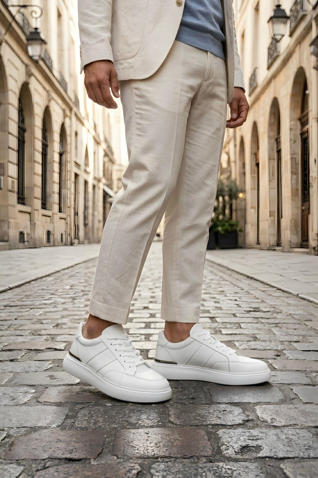 Beyaz %100 Hakiki Deri Hafif Eva Taban Sneaker