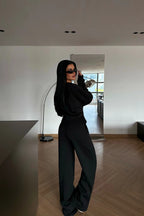 Veylora Sculpted Waist Wide-Leg Lounge Set