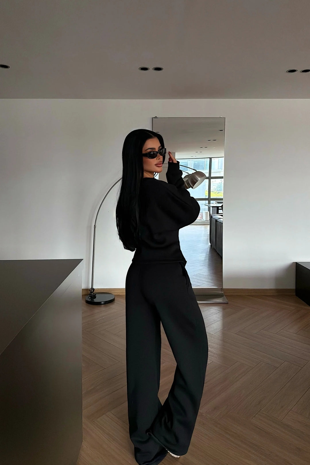 Veylora Sculpted Waist Wide-Leg Lounge Set