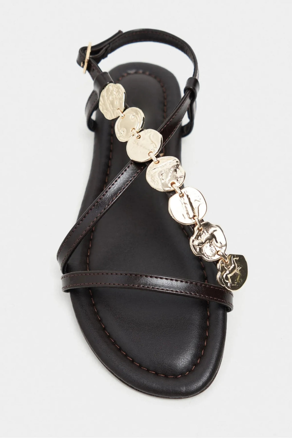 Amalfi Gold Medallion Flat Sandals – Beige