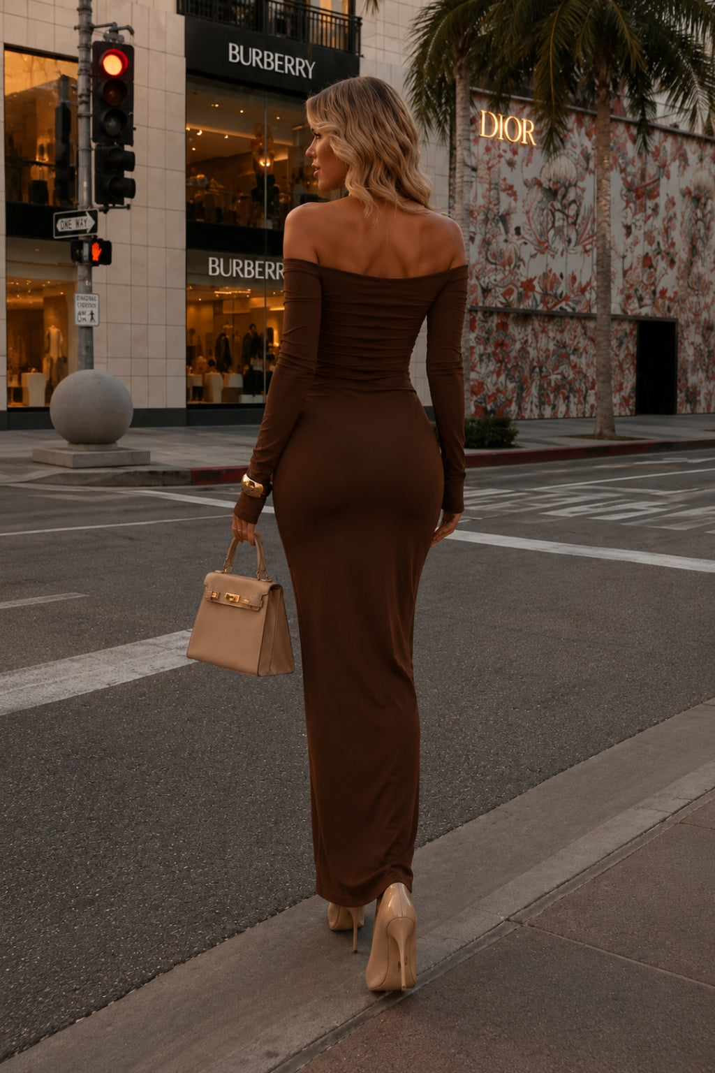Calanthe Ruched Off-Shoulder Maxi Dress – Black
