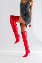Zavielle Over-the-Knee Stiletto Boots – Metallic Silver