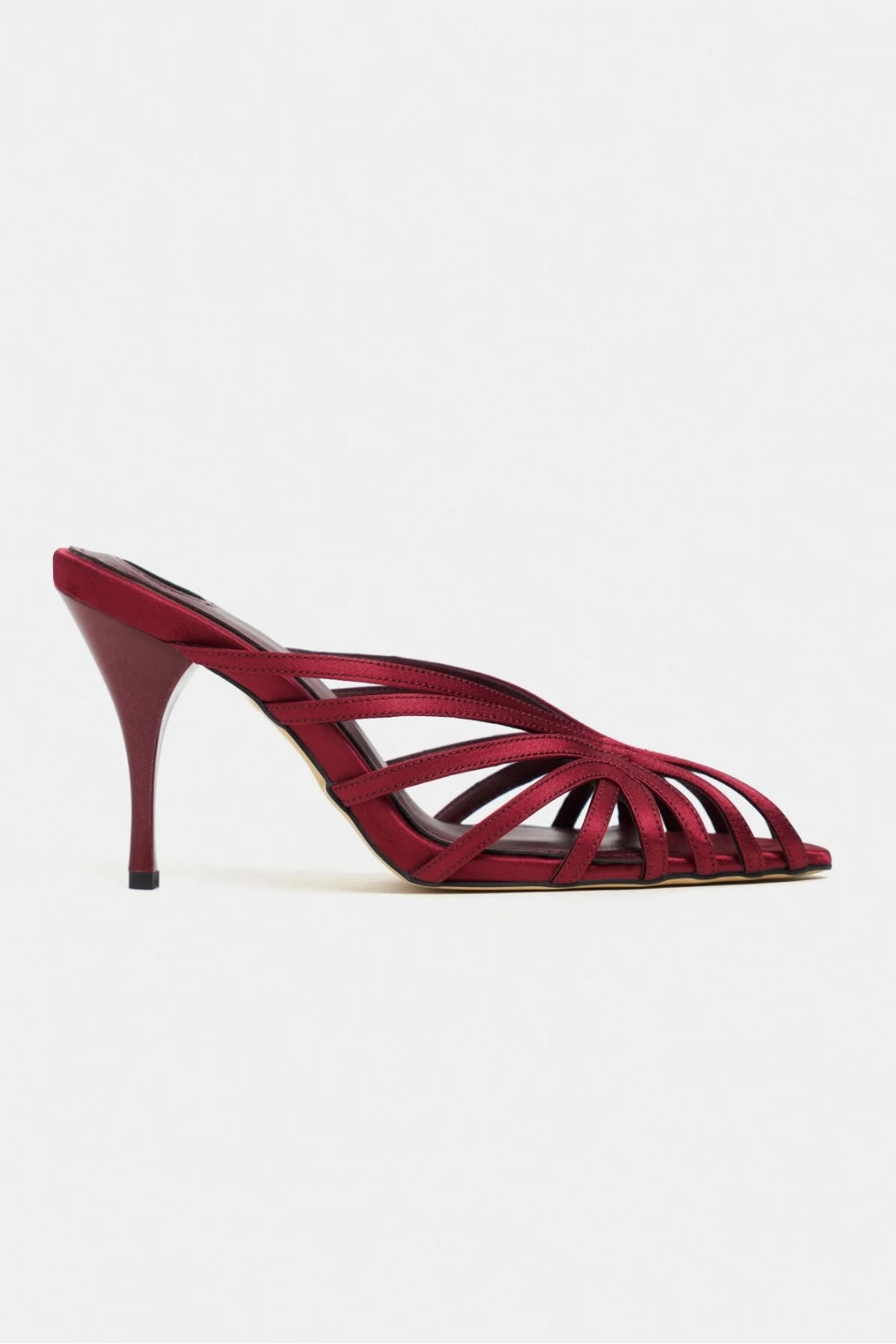 Seraphina Satin Cage-Strap Open-Toe Heeled Mule – Navy Satin